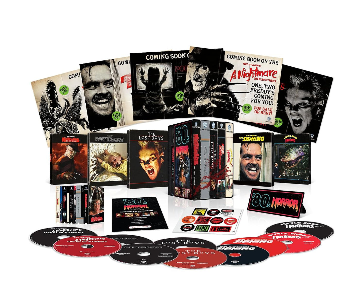 80's Horror Collection : 5-Film Steelbook Library Case - Nightmare on Elm Street/Poltergeist/Lost Boys/The Shining/Little Shop of Horrors (4K Ultra HD +Blu-ray + Digital)