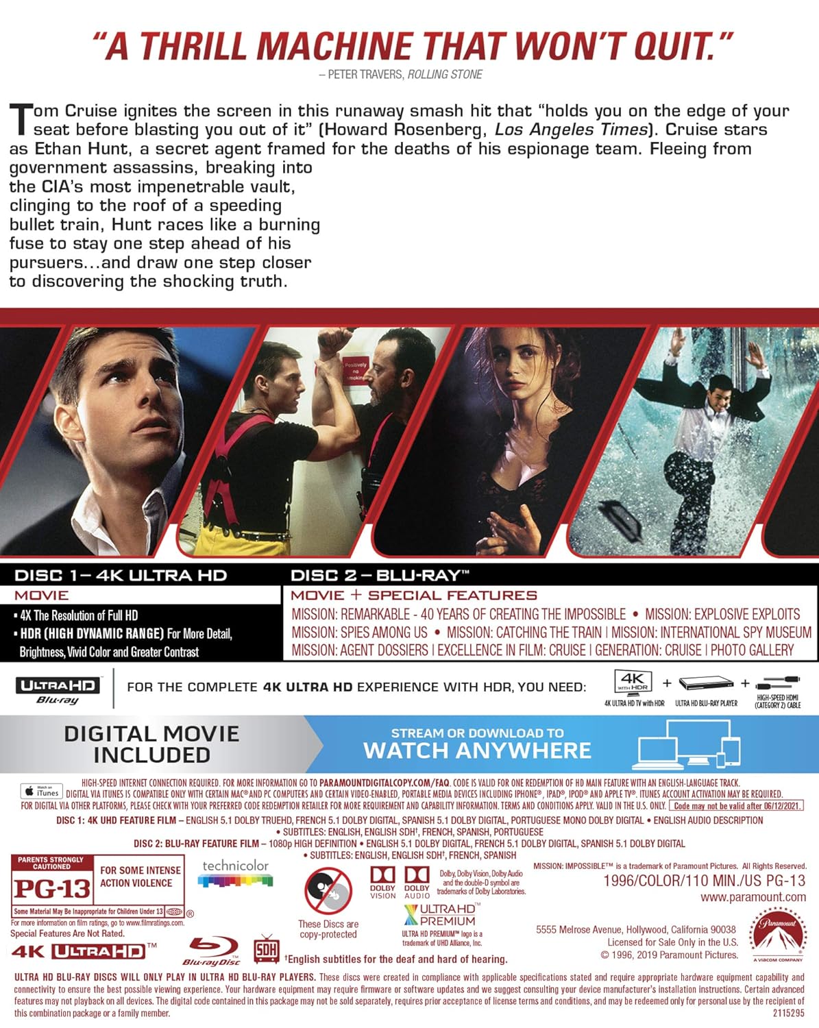 Mission: Impossible (4K UHD + Blu-ray + Digital)