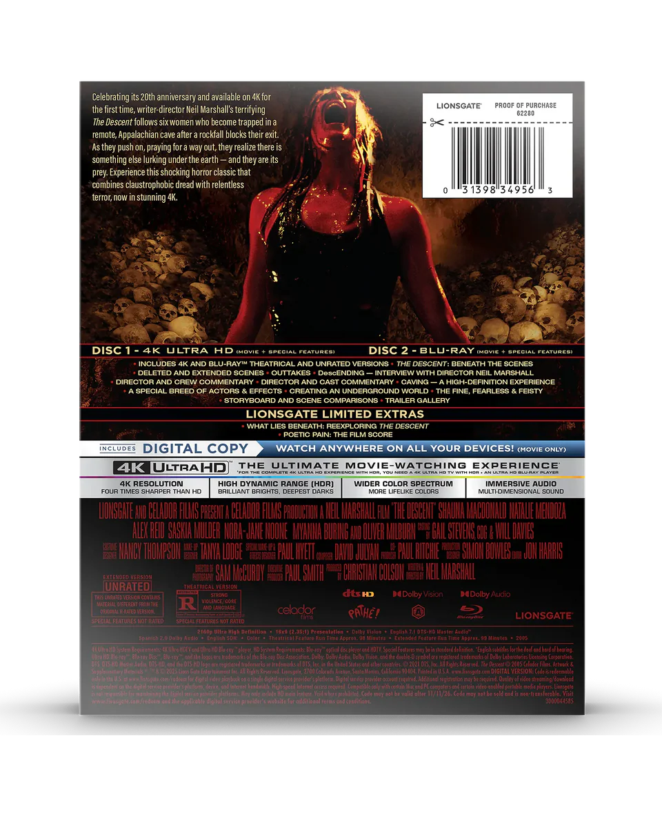 The Descent - 20th Anniversary Steelbook (4K Ultra HD + Blu-ray + Digital)