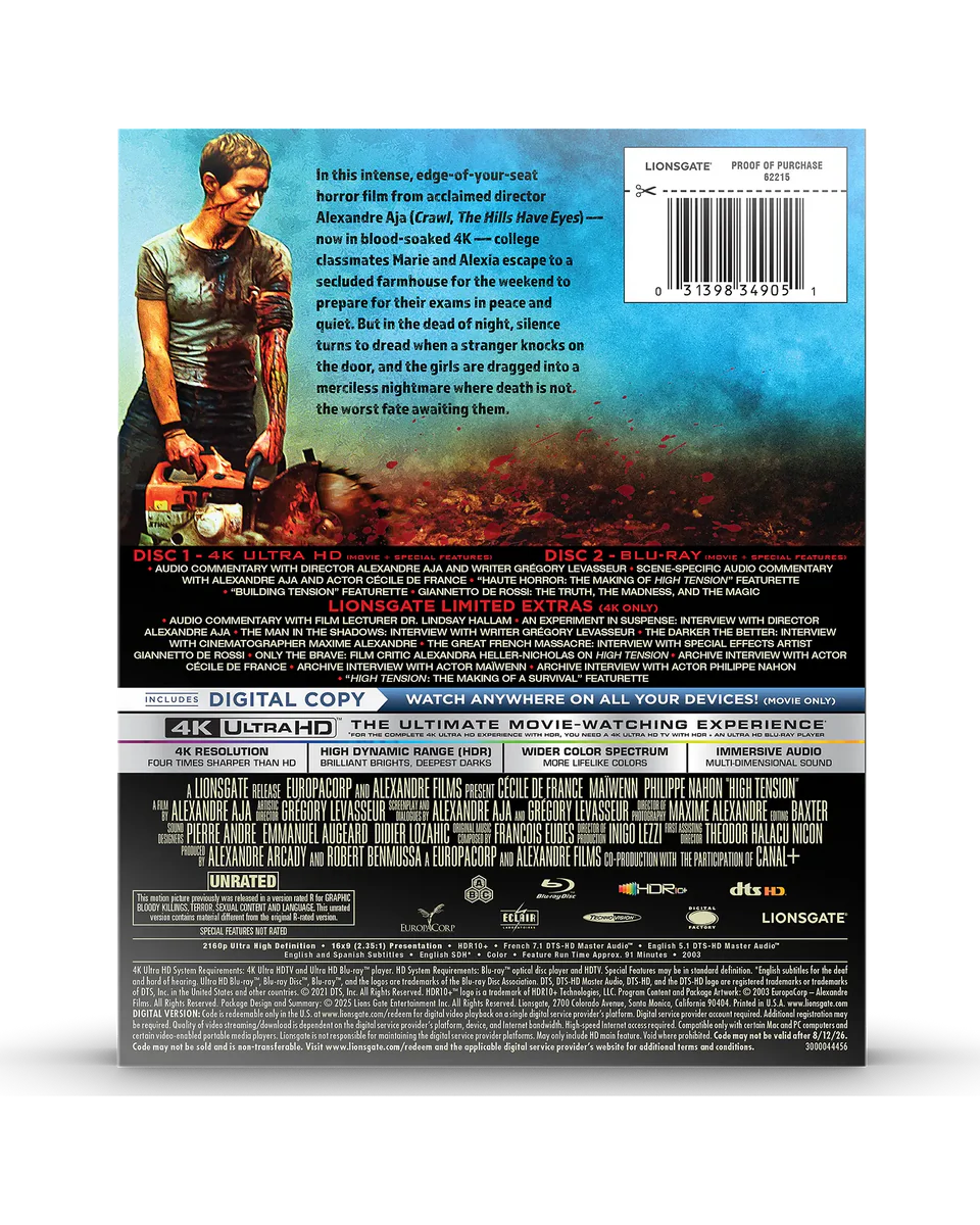 High Tension - Limited Edition Steelbook (4K Ultra HD + Blu-ray + Digital)