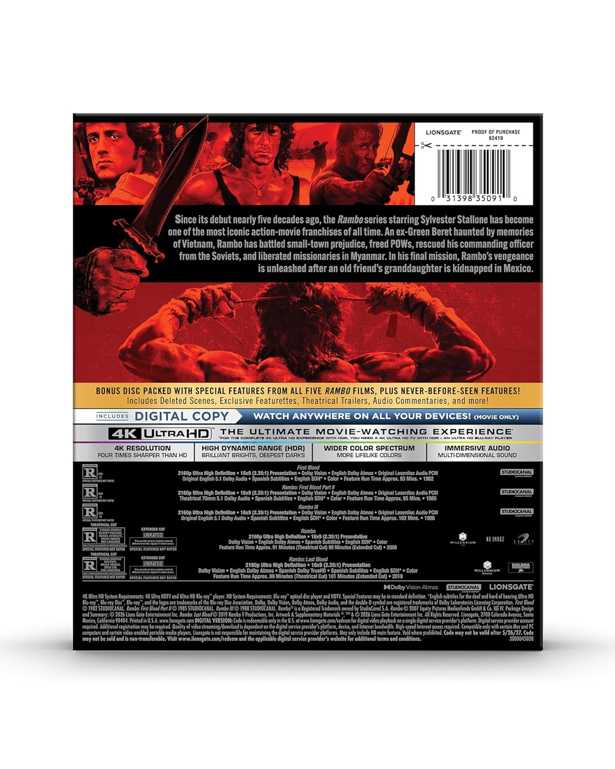 Rambo: The Complete Collection (4K Ultra HD + Digital)