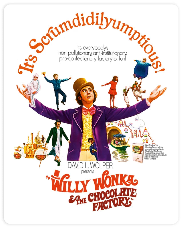 Willy Wonka & the Chocolate Factory limited edition steelbook front artwork