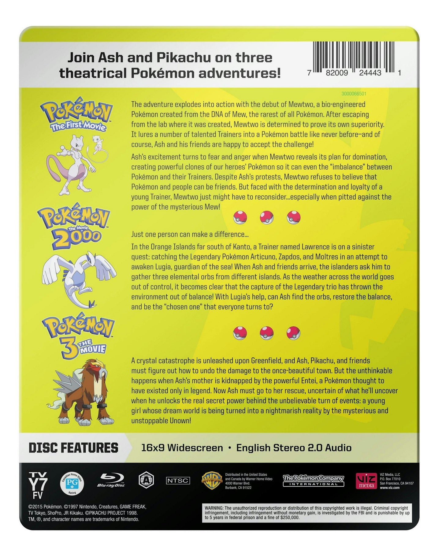 Pokemon: Movies 1-3 - Limited Edition Steelbook Collection (Blu-ray)
