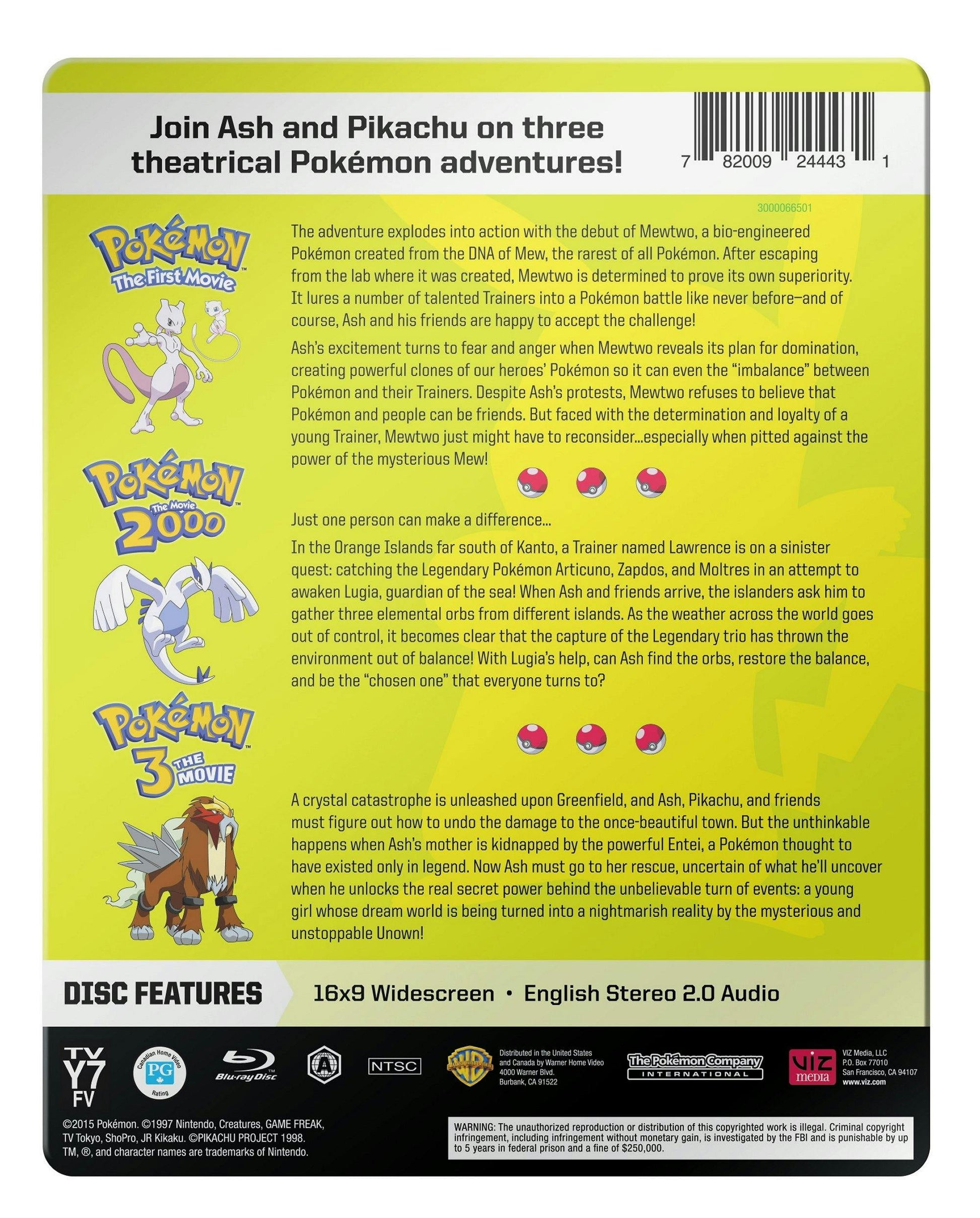 Pokemon: Movies 1-3 - Limited Edition Steelbook Collection (Blu-ray)
