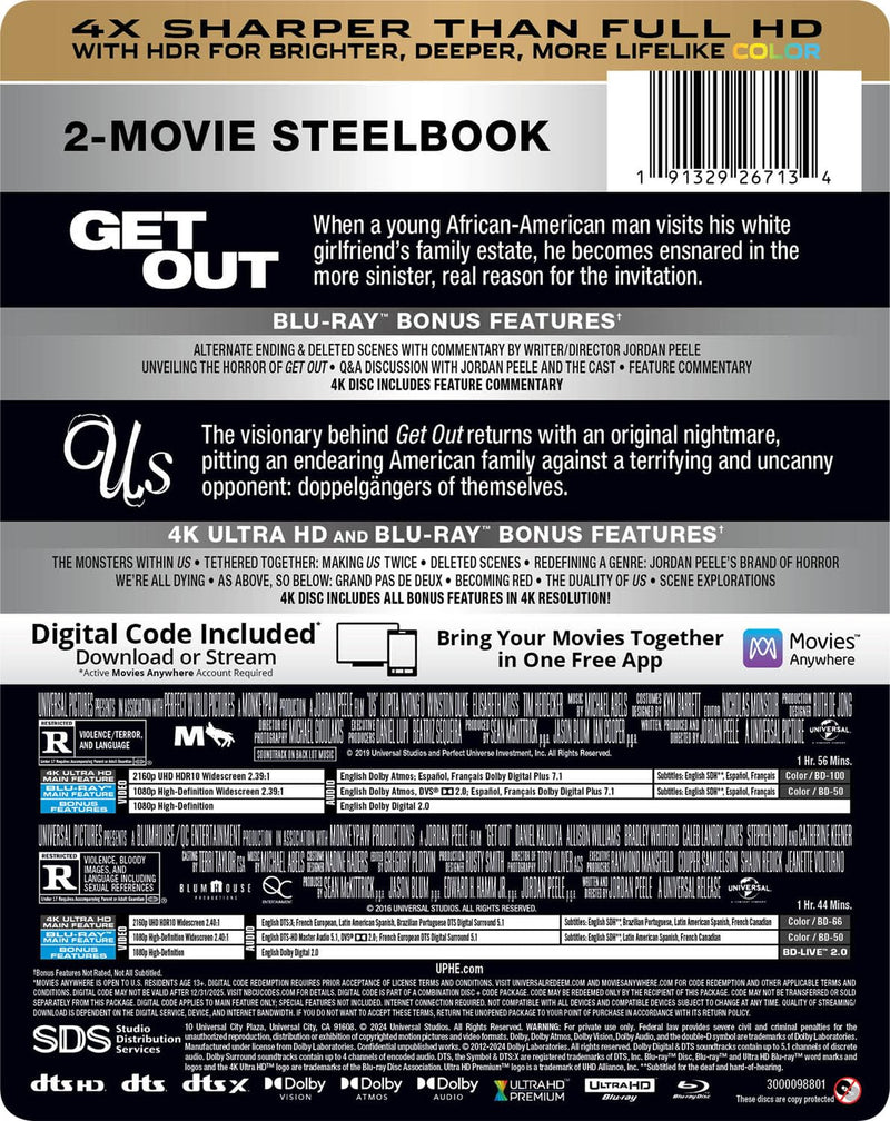 Get Out / Us Double Feature - Limited Edition Steelbook [4K Ultra HD + Blu-ray + Digital]-5