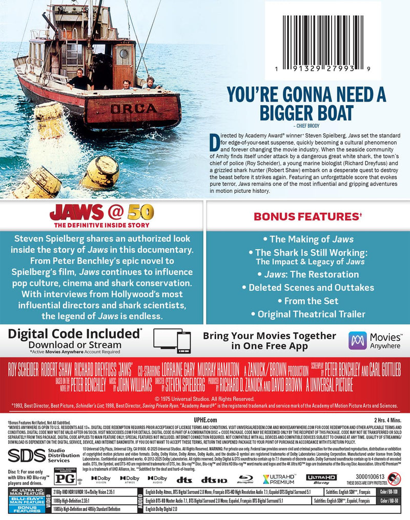 Jaws - 50th Anniversary - Limited Edition Steelbook (4K UHD + Blu-ray+ Digital)-4