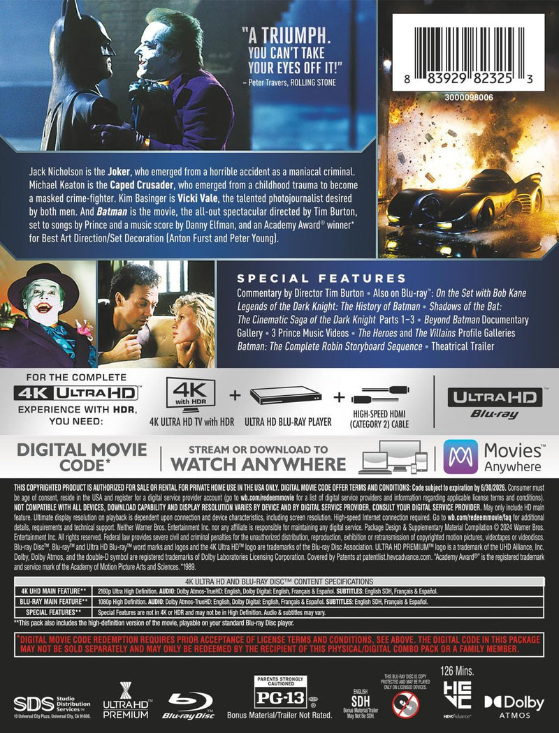 Batman (1989) Steelbook [4K Ultra HD + Blu-ray + Digital]-2