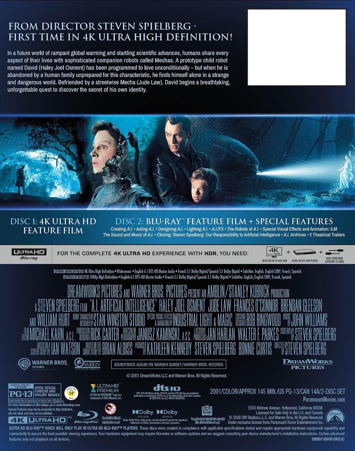 A.I. Artificial Intelligence - Limited Edition Steelbook (4K Ultra HD + Blu-ray) — packaging photo 3
