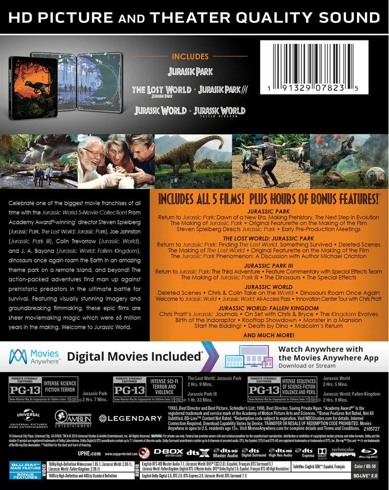 Jurassic World: 5-movie Collection - Limited Edition Steelbook (Blu-ray + Digital)