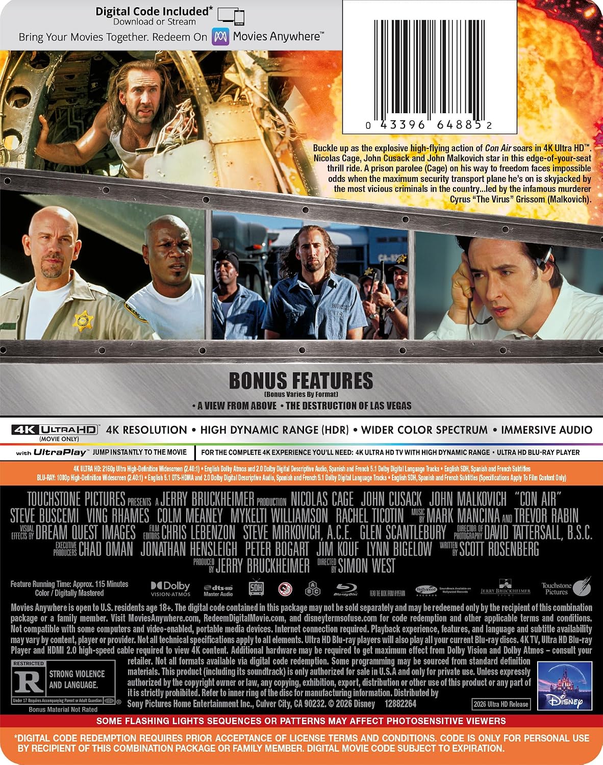 Con Air US SteelBook back packaging