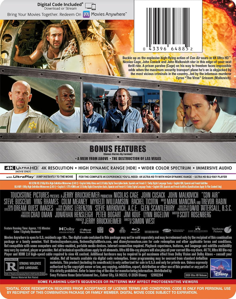 Con Air US SteelBook back packaging