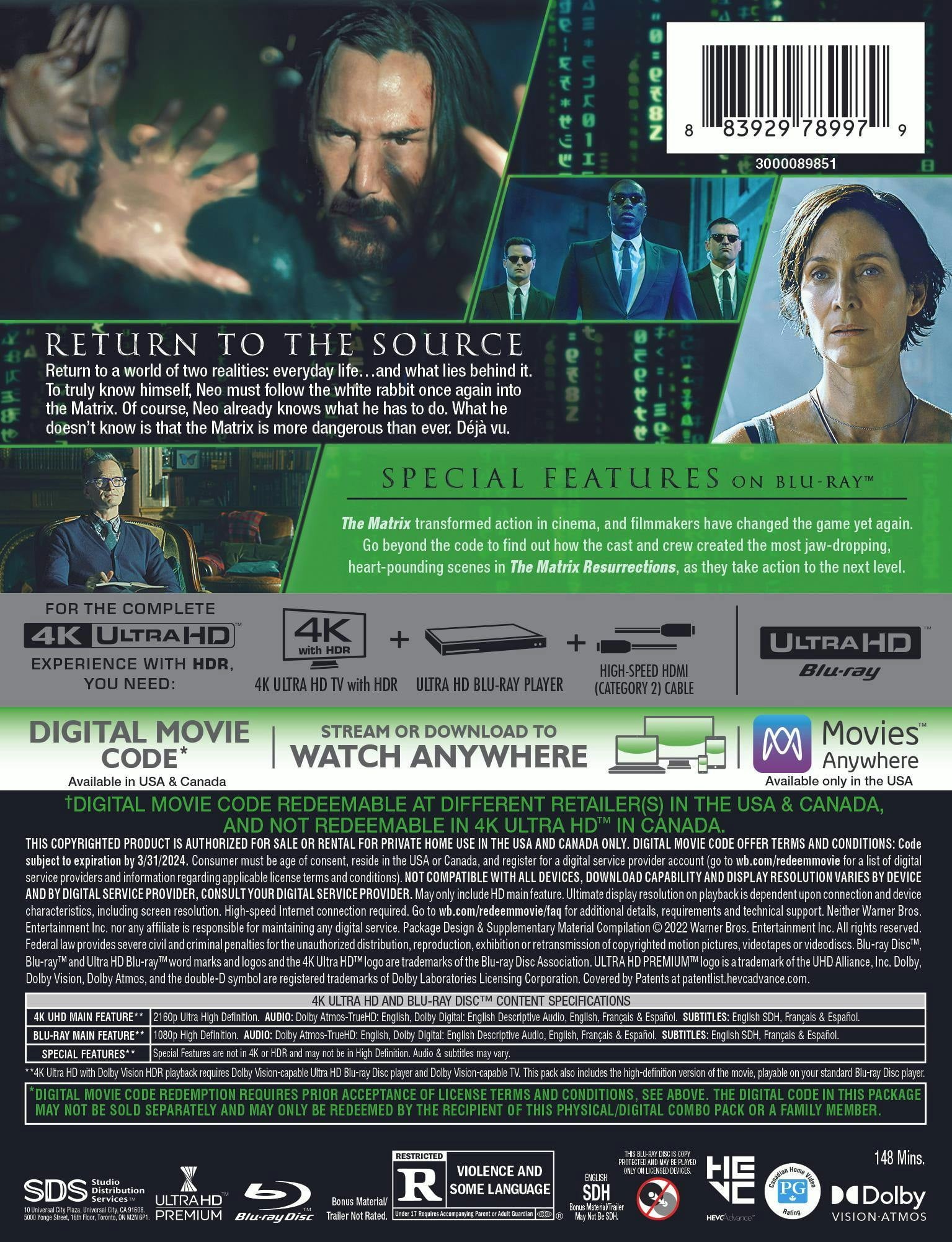 The Matrix Resurrections - Limited Edition Steelbook (4K Ultra HD + Blu-ray + Digital)