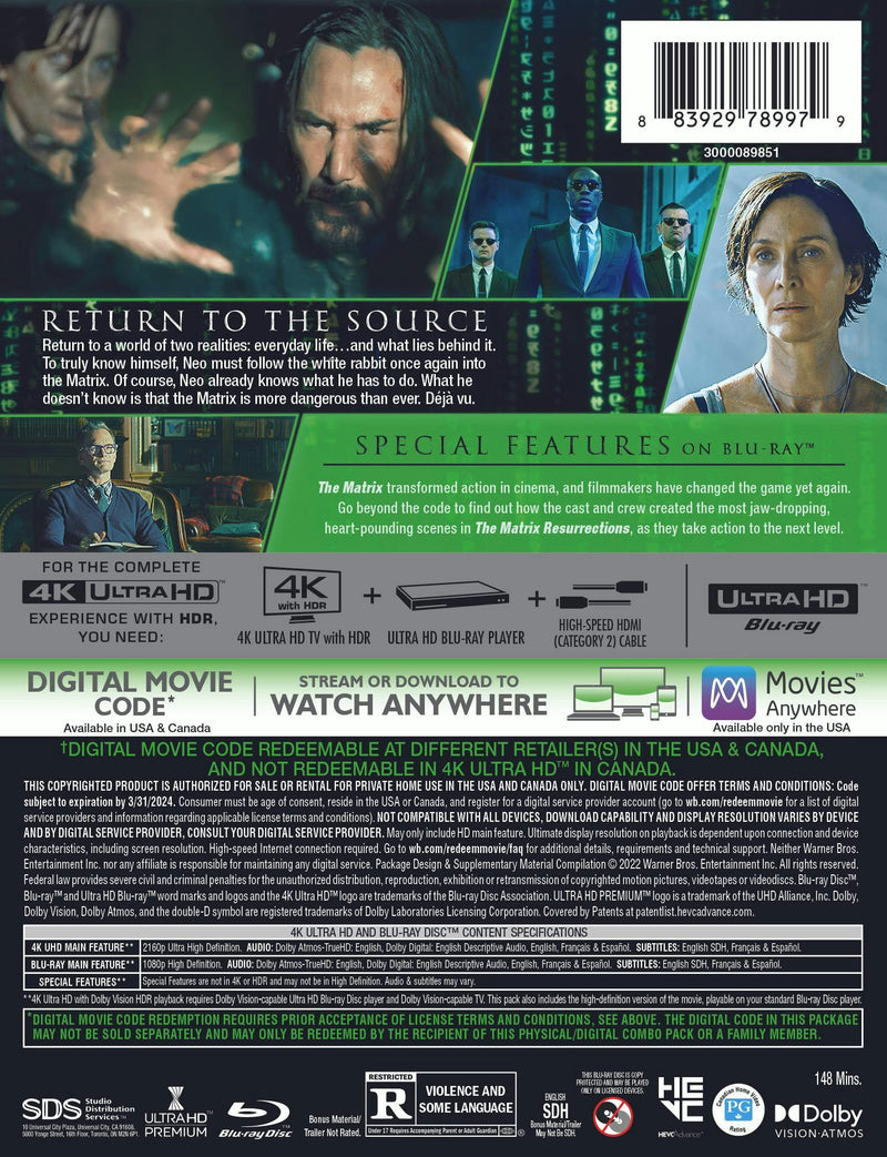 The Matrix Resurrections - Limited Edition Steelbook (4K Ultra HD + Blu-ray + Digital)