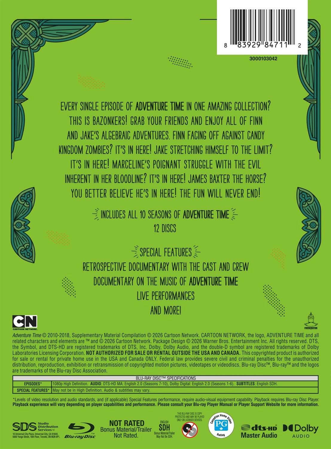 Adventure Time: The Complete Series Blu-ray back package