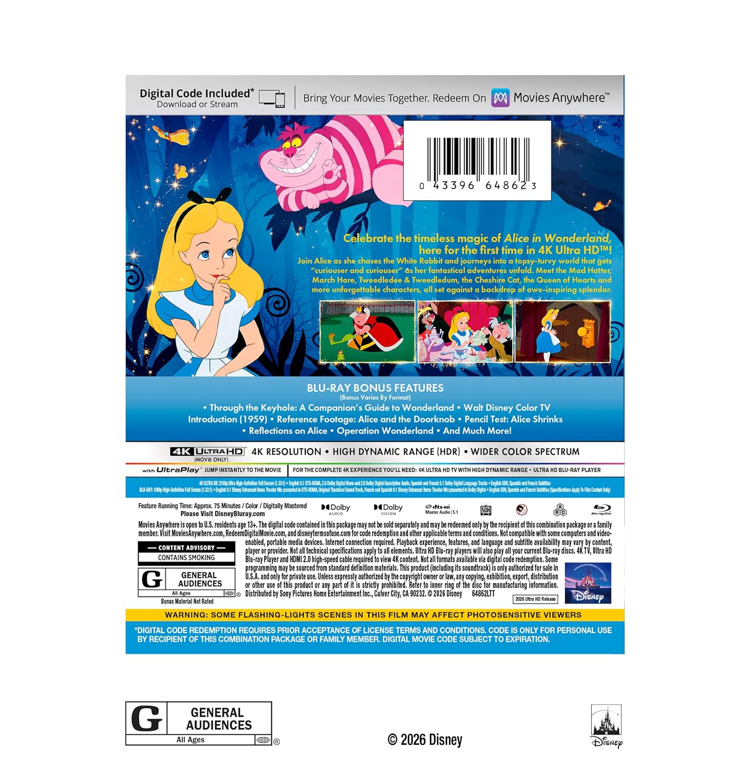 Alice In Wonderland (1951) (4K Ultra HD + Blu-ray + Digital)