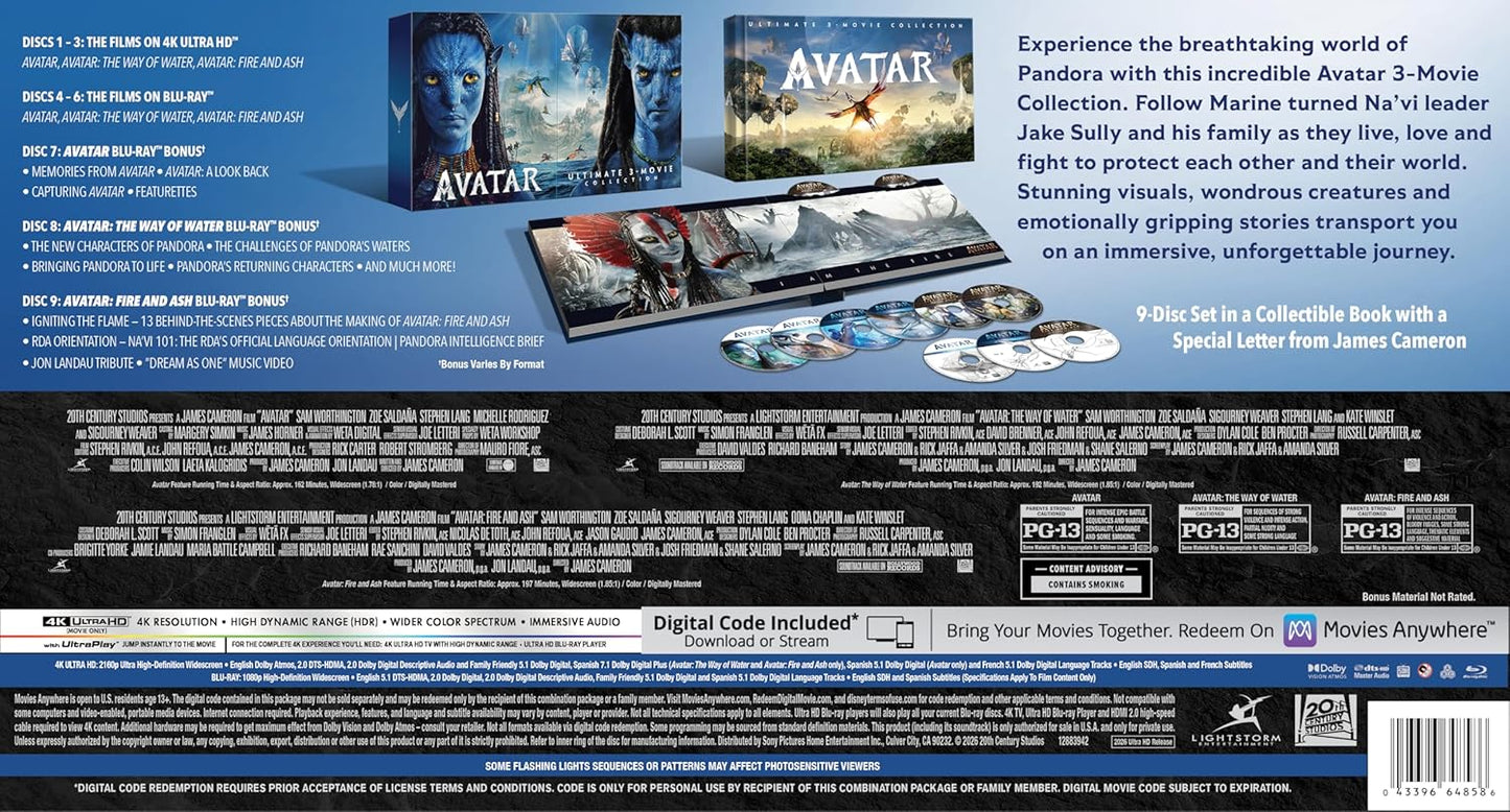 Avatar - 3 Movie Ultimate Collector's Edition (4K Ultra HD + Blu-ray + Digital)