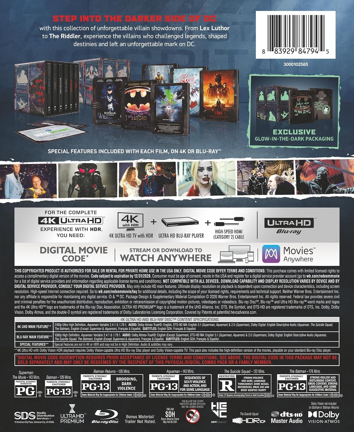 DC Villains - 6-Film Limited Edition Steelbook Library Case (4K Ultra HD + Blu-ray + Digital)-3