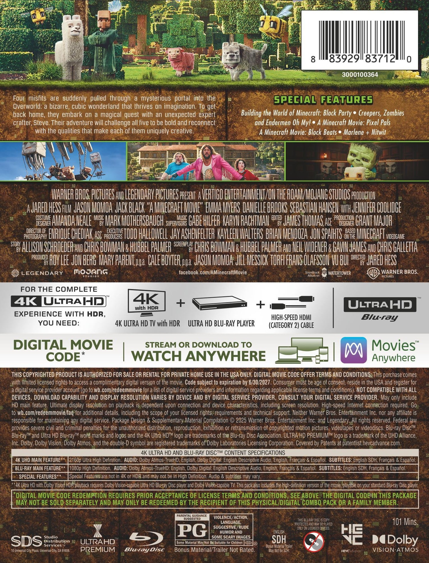 A Minecraft Movie - Limited Edition Steelbook (4K Ultra HD + Blu-ray + Digital)