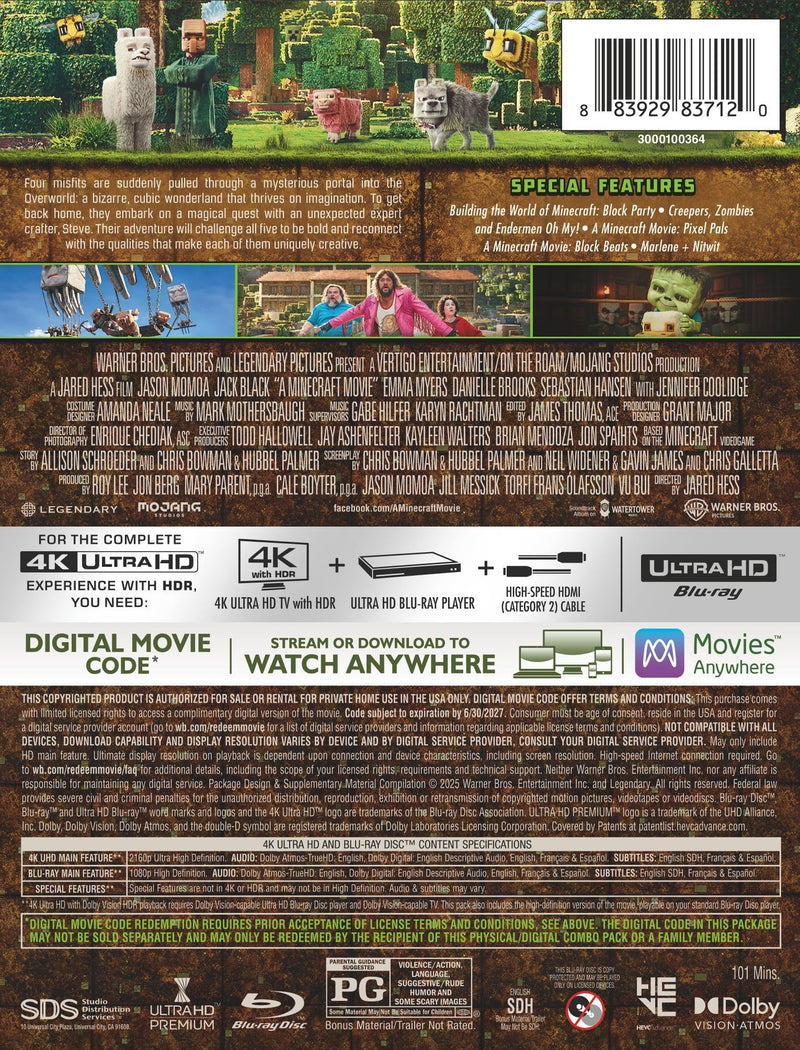 A Minecraft Movie - Limited Edition Steelbook (4K Ultra HD + Blu-ray + Digital)