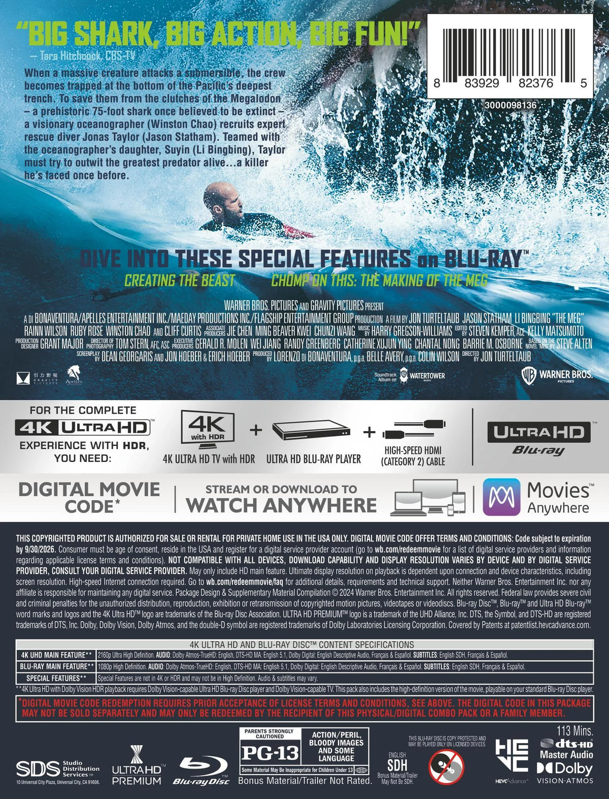 The Meg - Steelbook (4K Ultra HD + Blu-ray + Digital)