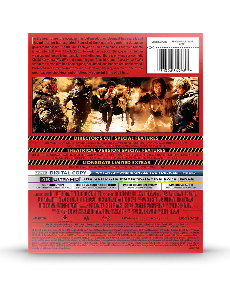 Battle Royale - 25th Anniversary Limited Edition Steelbook (4K Ultra HD + Blu-ray + Digital)-6
