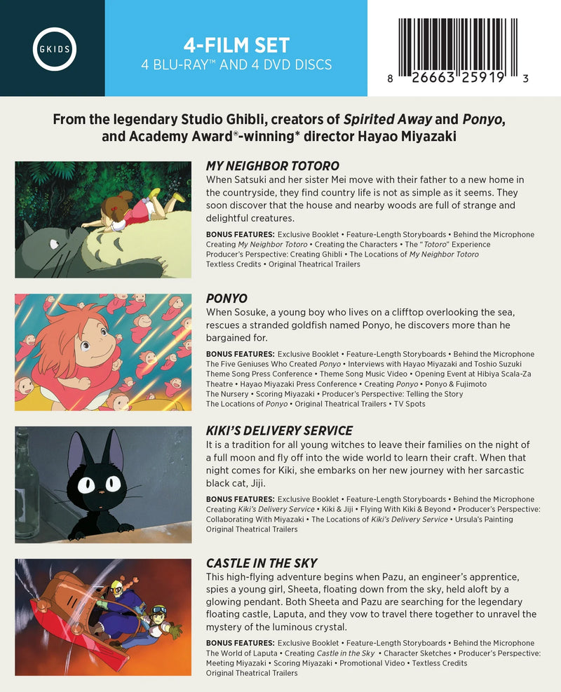 Limited Edition 4-Movie Studio Ghibli Collection: My Neighbor Totoro - Ponyo - Kiki's Delivery Service - Castle In The Sky (Blu-ray)