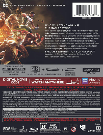 Injustice - Limited Edition Steelbook (4K Ultra HD + Blu ray + Digital)