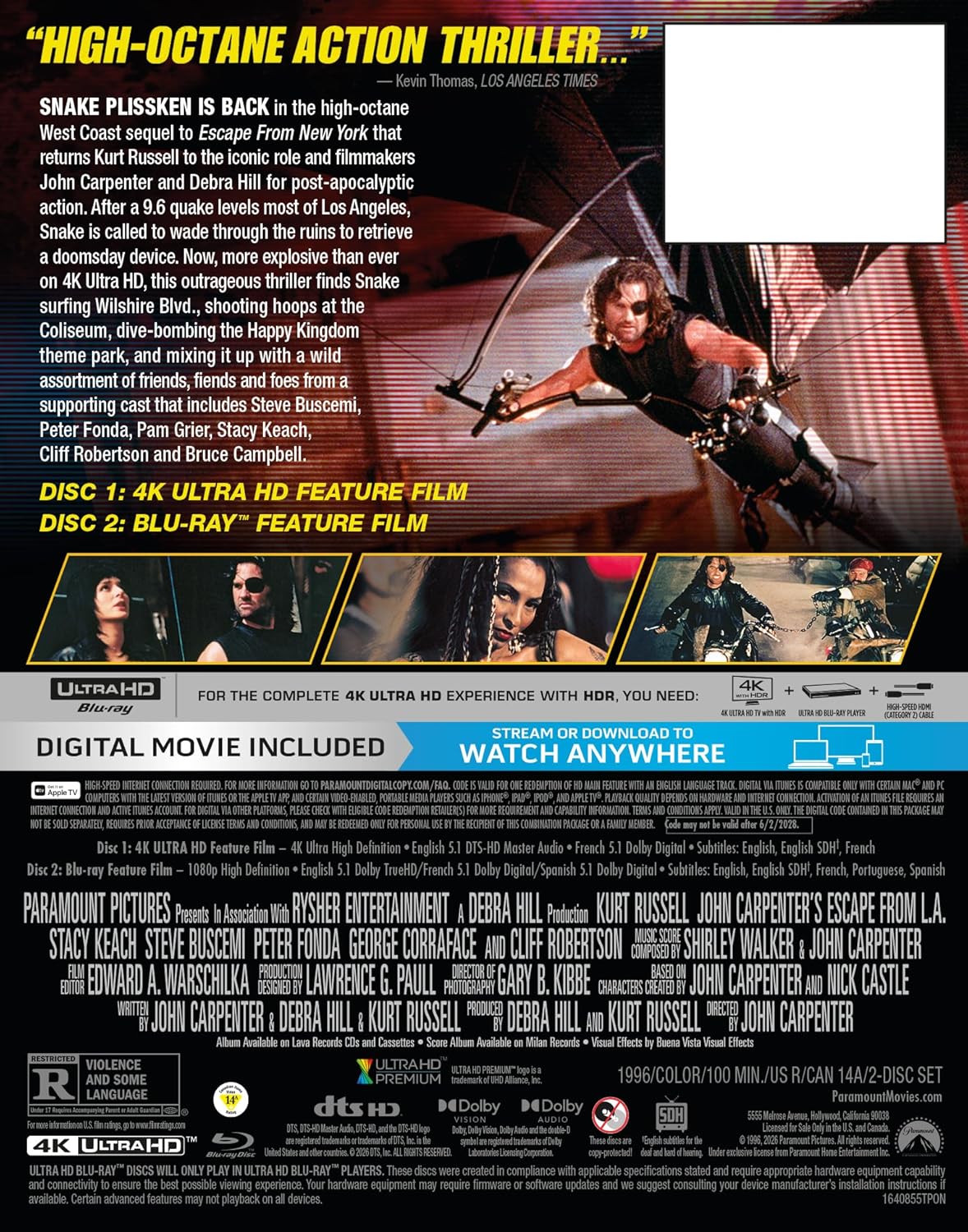 Escape From L.A -  30th Anniversary Limited Edition Steelbook (4K Ultra HD + Blu-ray + Digital)-4