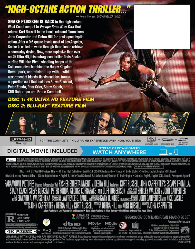 Escape From L.A -  30th Anniversary Limited Edition Steelbook (4K Ultra HD + Blu-ray + Digital)-4