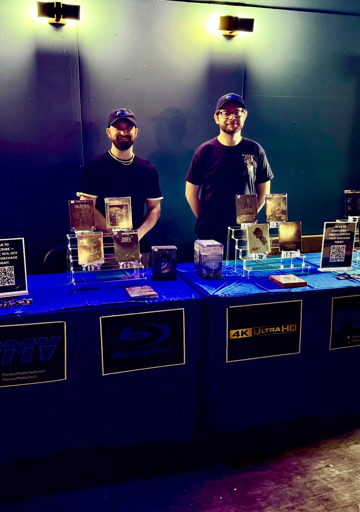 Ehrich and Devin of Physical Media Vault at their collector booth