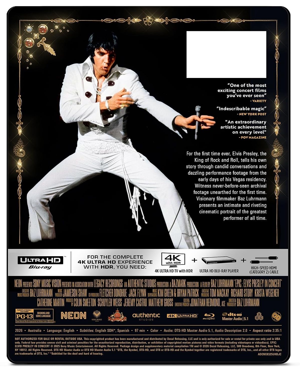Epic: Elvis Presley in Concert - Deluxe Steelbook (4K Ultra HD + Blu-ray)