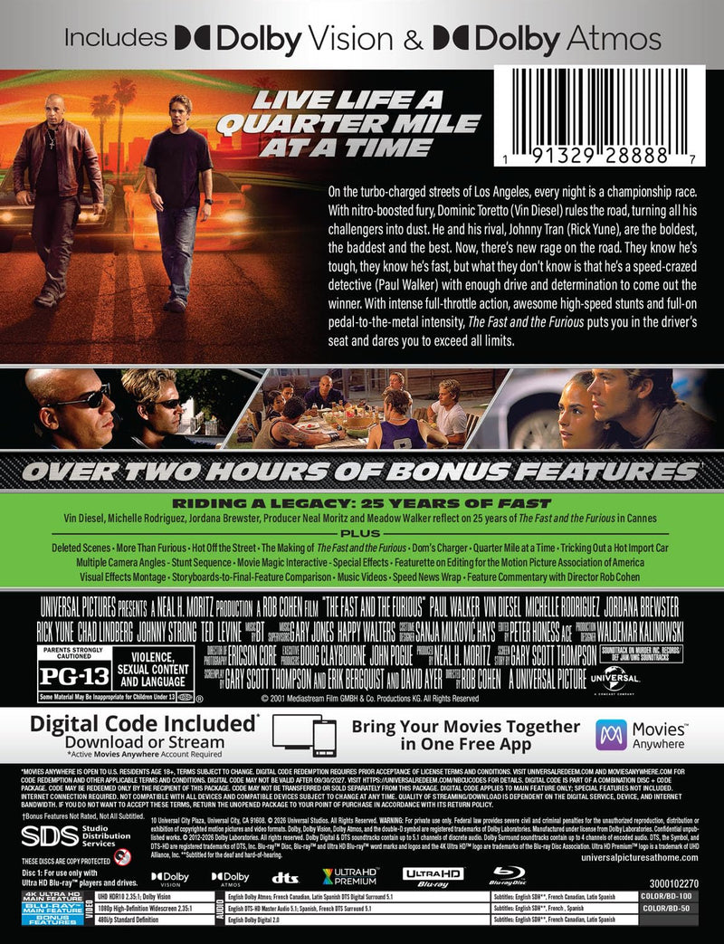The Fast and the Furious - 25th Anniversary Limited Edition Steelbook (4K Ultra HD + Blu-ray + Digital)-3
