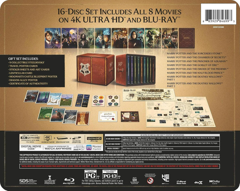 Harry Potter - Complete 8-Film Library Case Steelbook Collection (4K Ultra HD + Blu-ray + Digital)-4