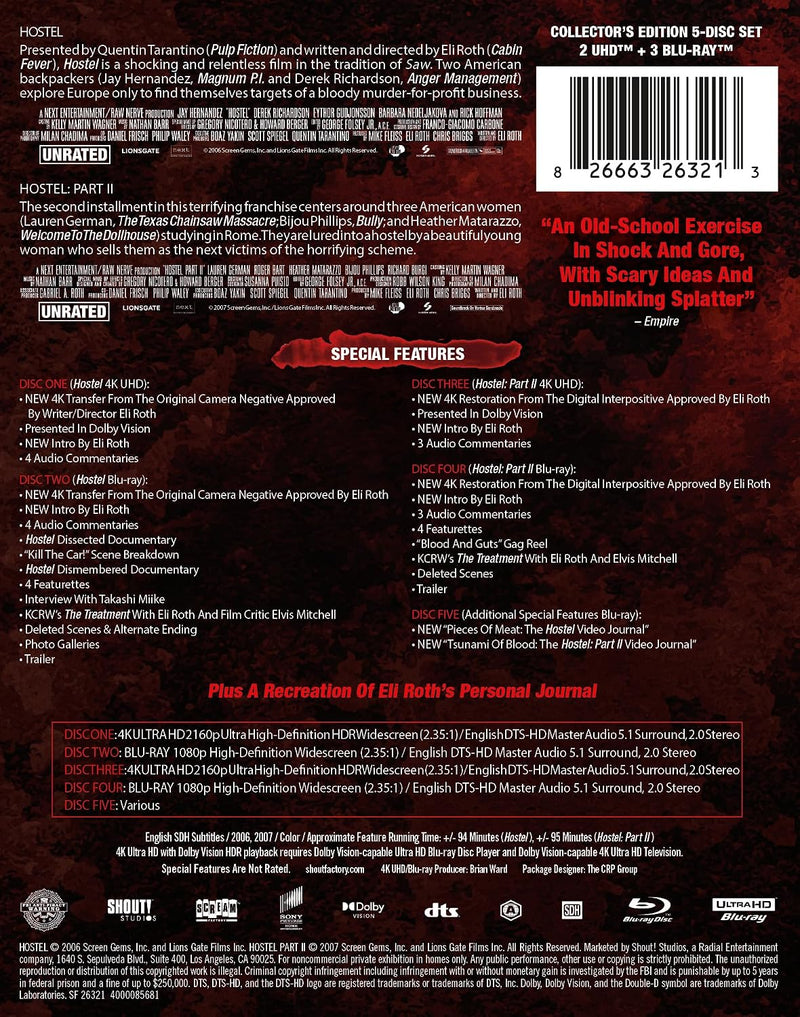 Hostel: Parts I & II: 20th Anniversary Limited Edition Steelbook Collection (4K Ultra HD + Blu-ray)-3