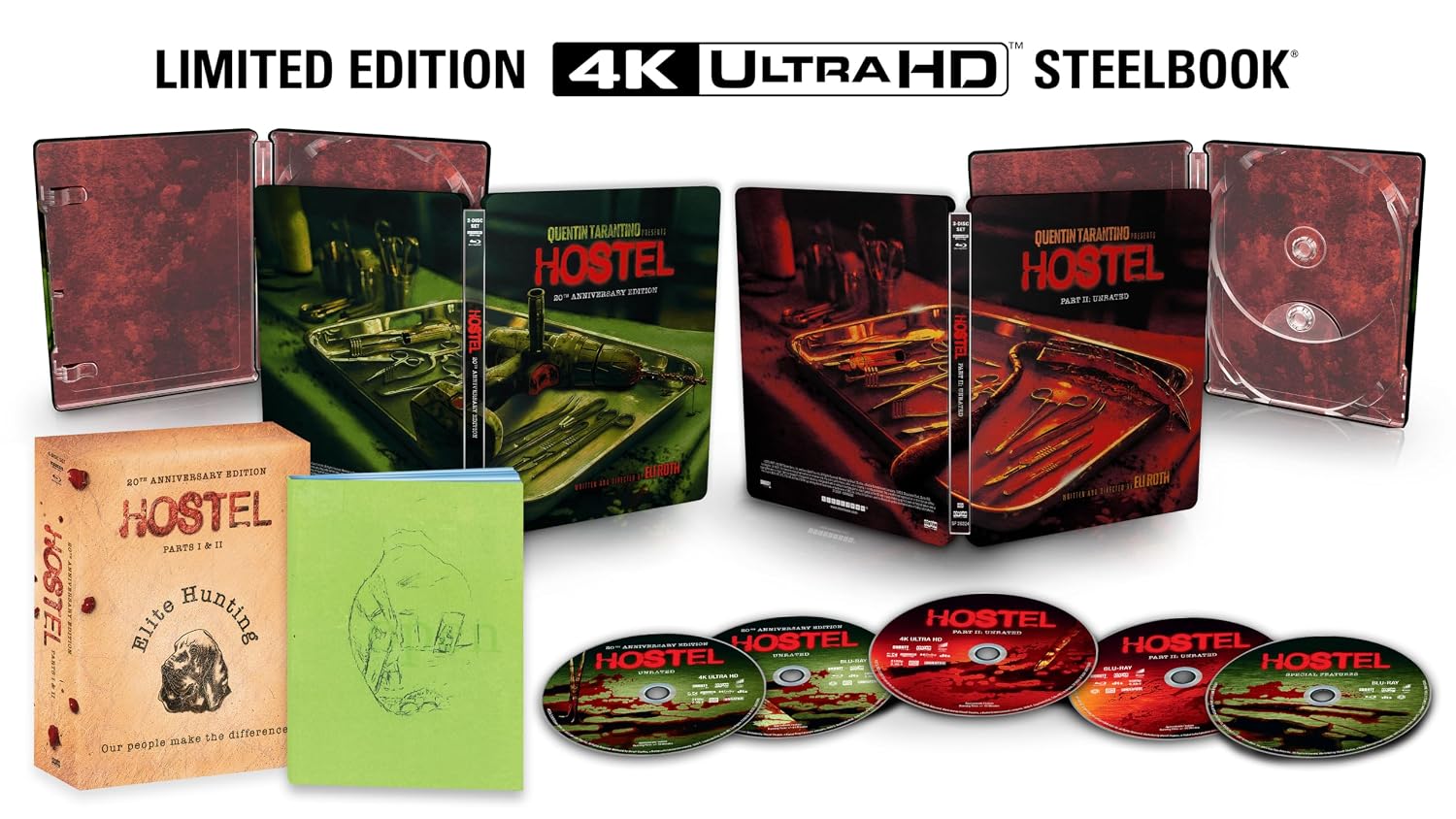 Hostel Parts I and II Steelbook collection with discs