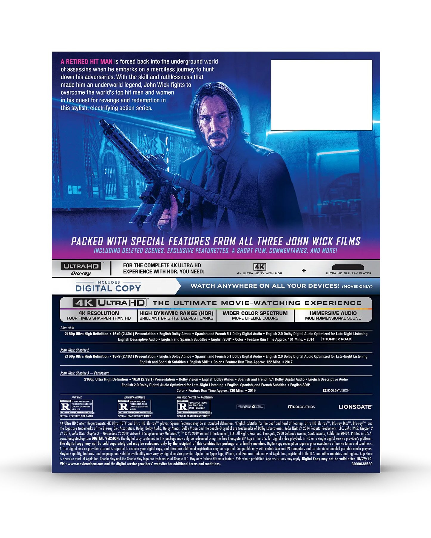 John Wick: Chapters 1–3 - Limited Edition Steelbook (4K Ultra HD + Digital) — product image 7