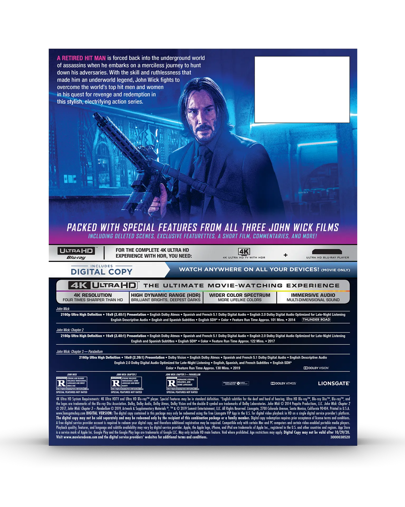 John Wick: Chapters 1–3 - Limited Edition Steelbook (4K Ultra HD + Digital) — product image 7