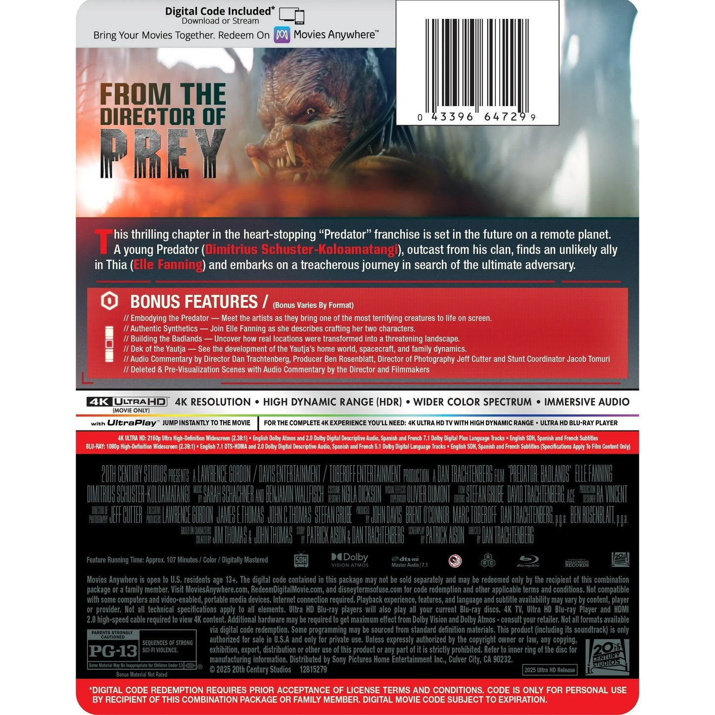 Predator: Badlands - Limited Edition Steelbook (4K Ultra HD + Blu-ray + Digital)