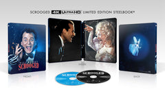 Scrooged Limited Edition Steelbook physical package and discs