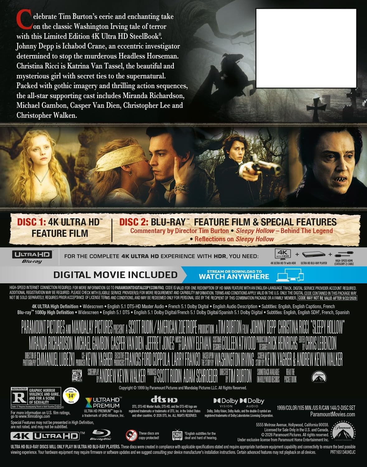 Sleepy Hollow - Limited Edition Steelbook (4K Ultra HD + Blu-ray + Digital)-4