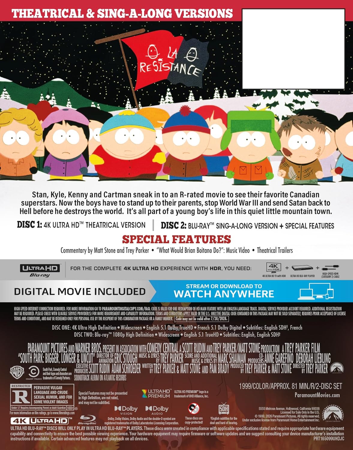 South Park: Bigger, Longer & Uncut - Limited Edition Steelbook (4K Ultra HD + Blu-ray + Digital)-3
