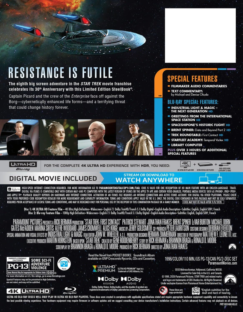 Star Trek: First Contact - 30th Anniversary Steelbook (4K Ultra HD + Blu-ray + Digital)-4