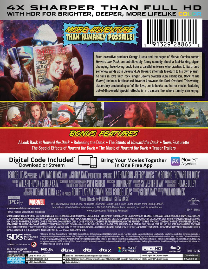 Howard the Duck - 40th Anniversary Limited Edition Steelbook (4K Ultra HD + Blu-ray + Digital)-3