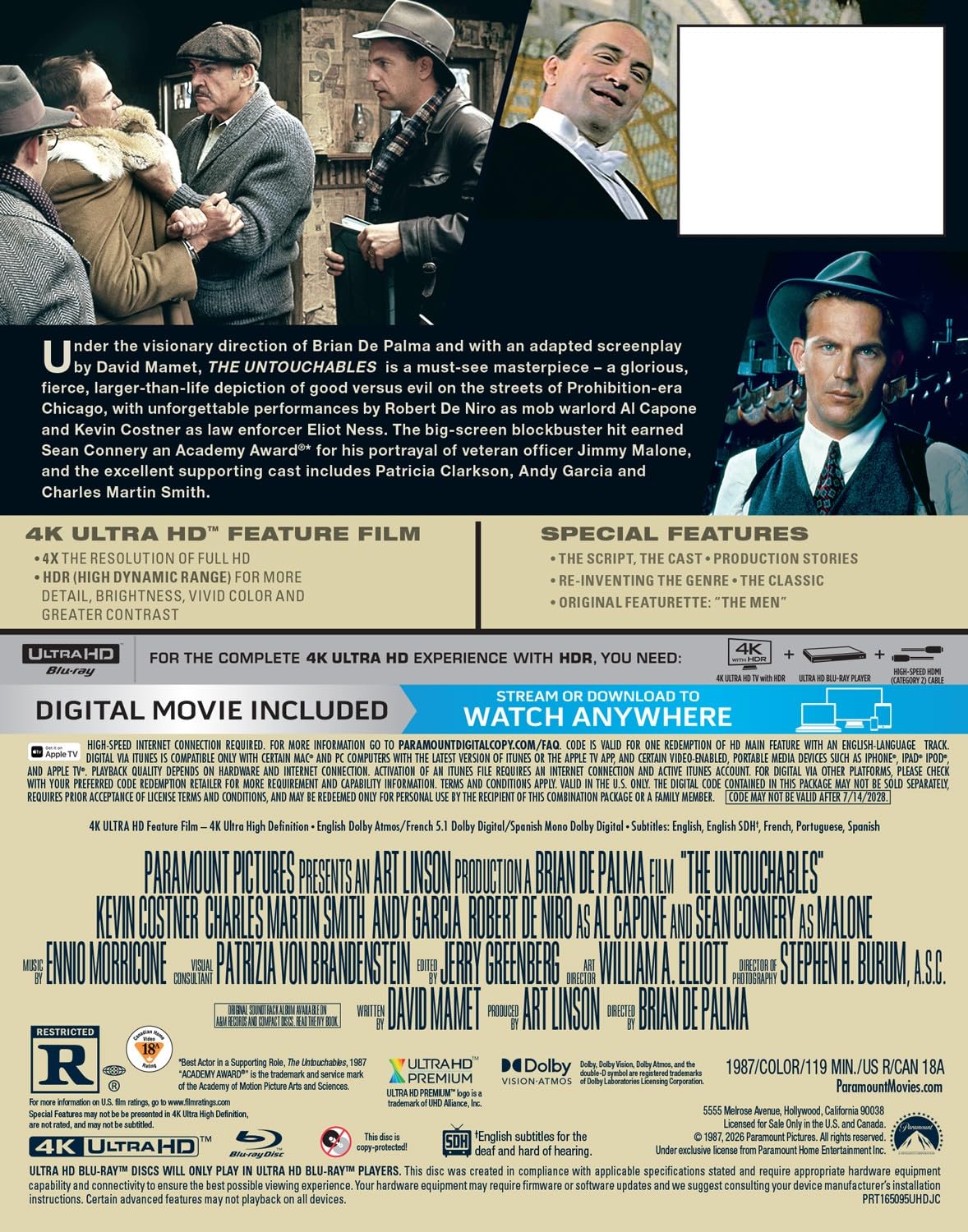 The Untouchables - Limited Edition Steelbook (4K Ultra HD + Digital)-4