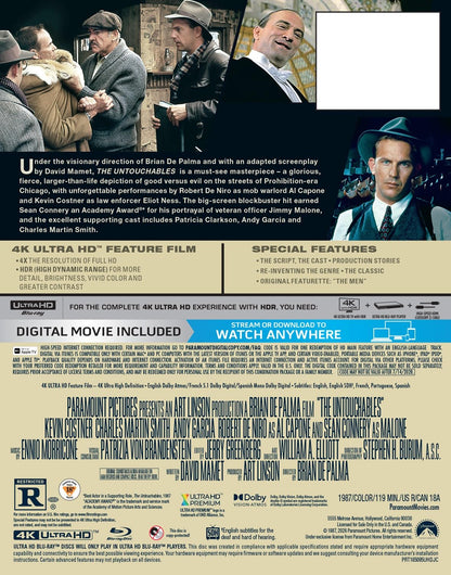The Untouchables - Limited Edition Steelbook (4K Ultra HD + Digital)