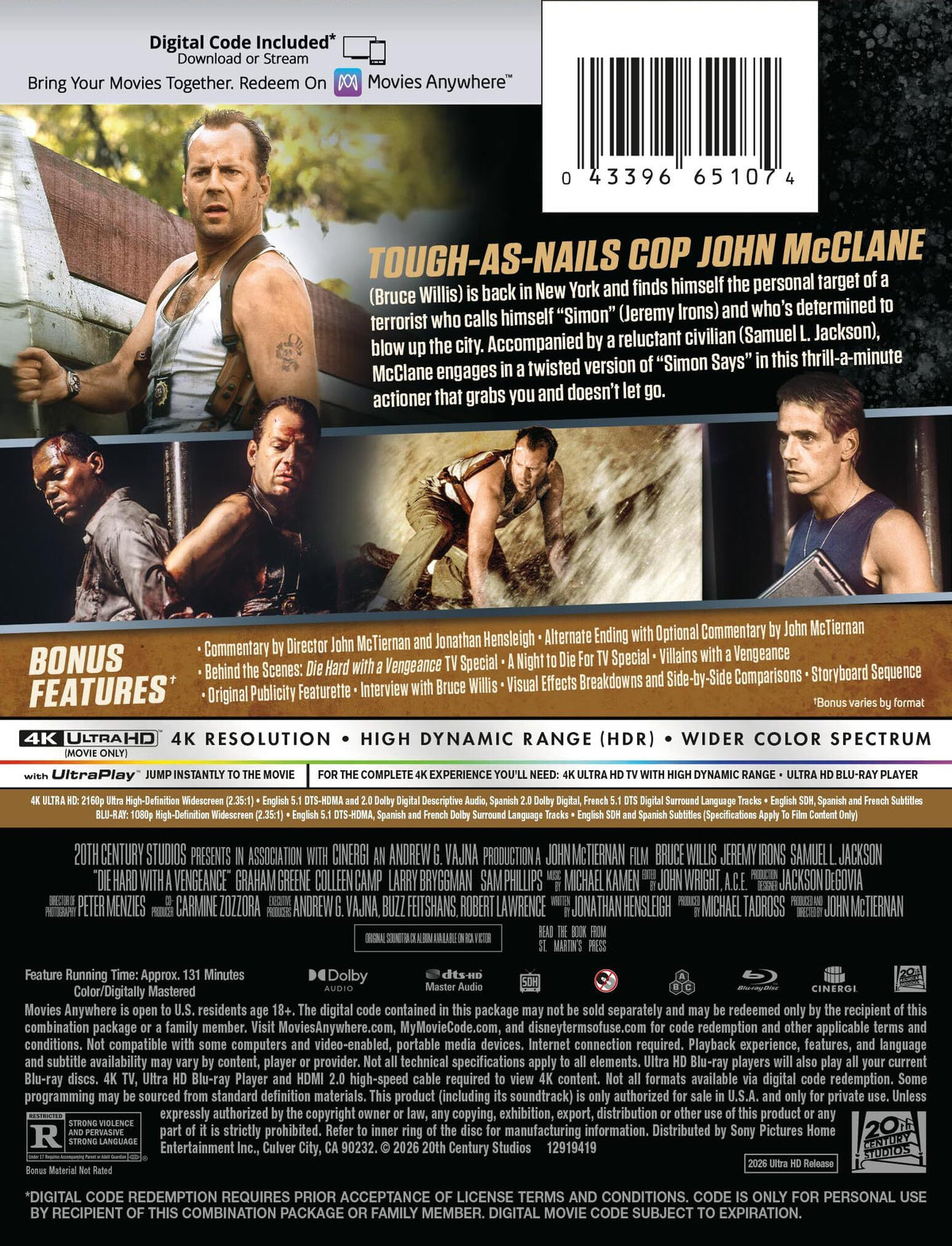 Die Hard With A Vengeance (1995) - Limited Edition Steelbook (4K Ultra HD + Blu-ray + Digital) — physical packaging