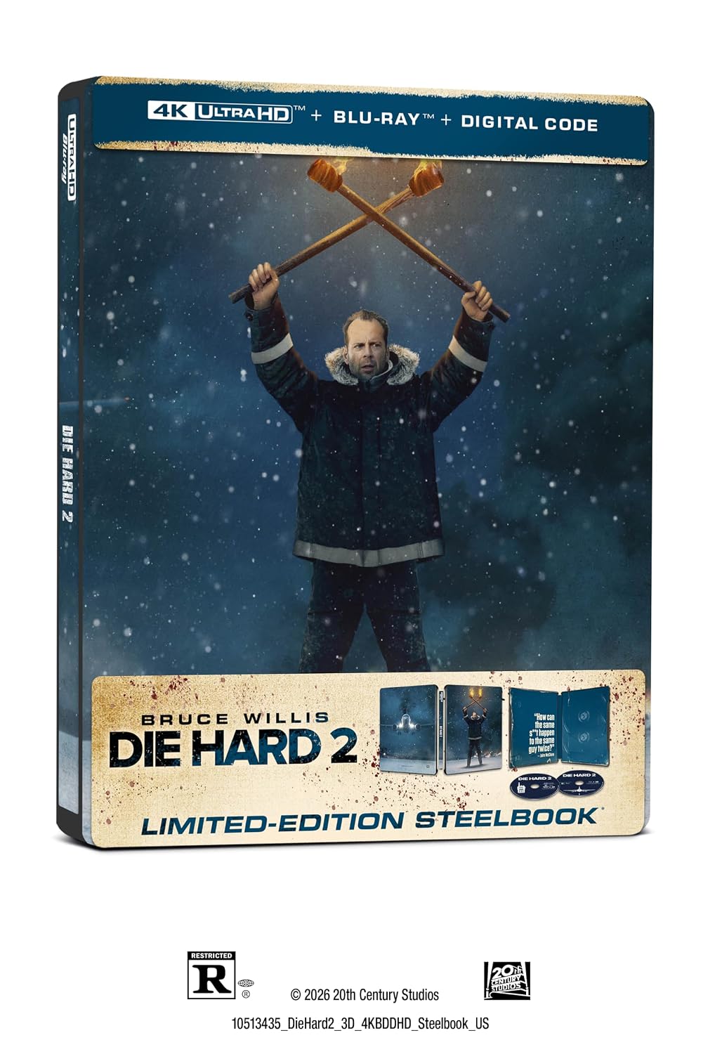 Die Hard 2 (1990) - Limited Edition Steelbook (4K Ultra HD + Blu-ray + Digital) — physical packaging