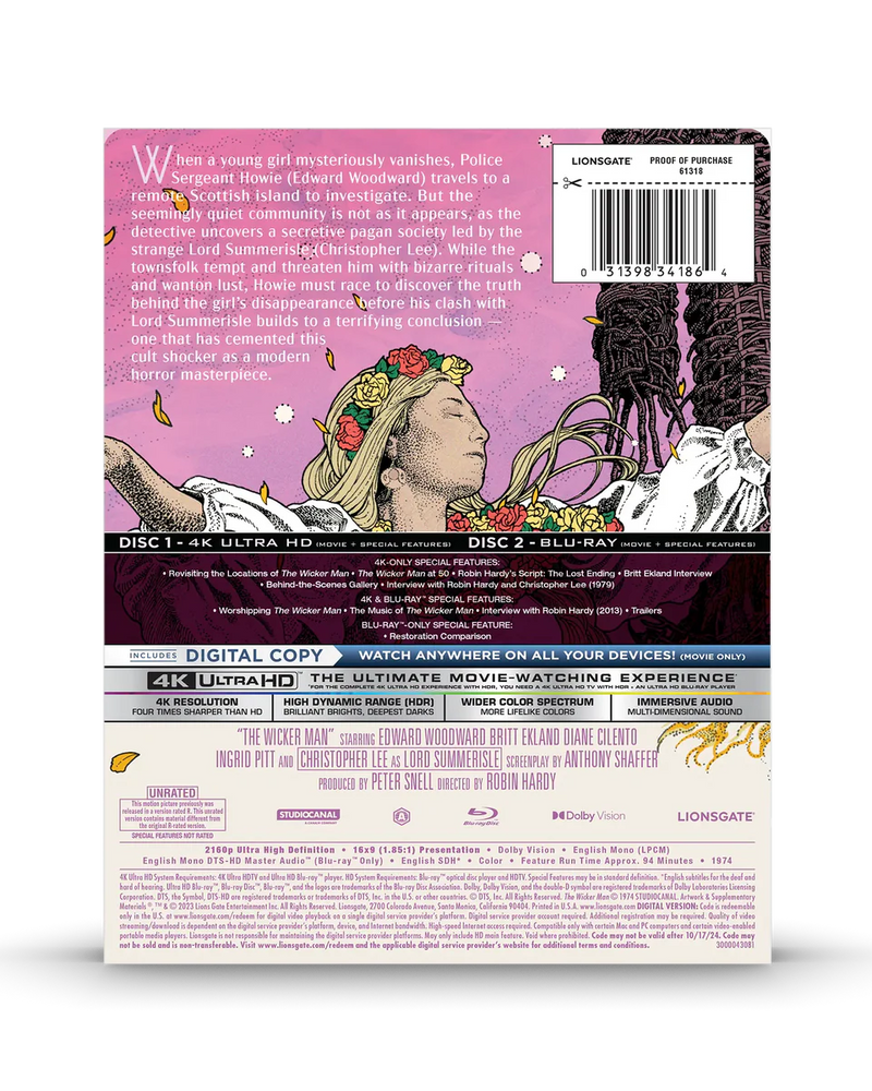 The Wicker Man - 50th Anniversary Limited Edition Steelbook (4K UHD + Blu-ray + Digital) - Used-6