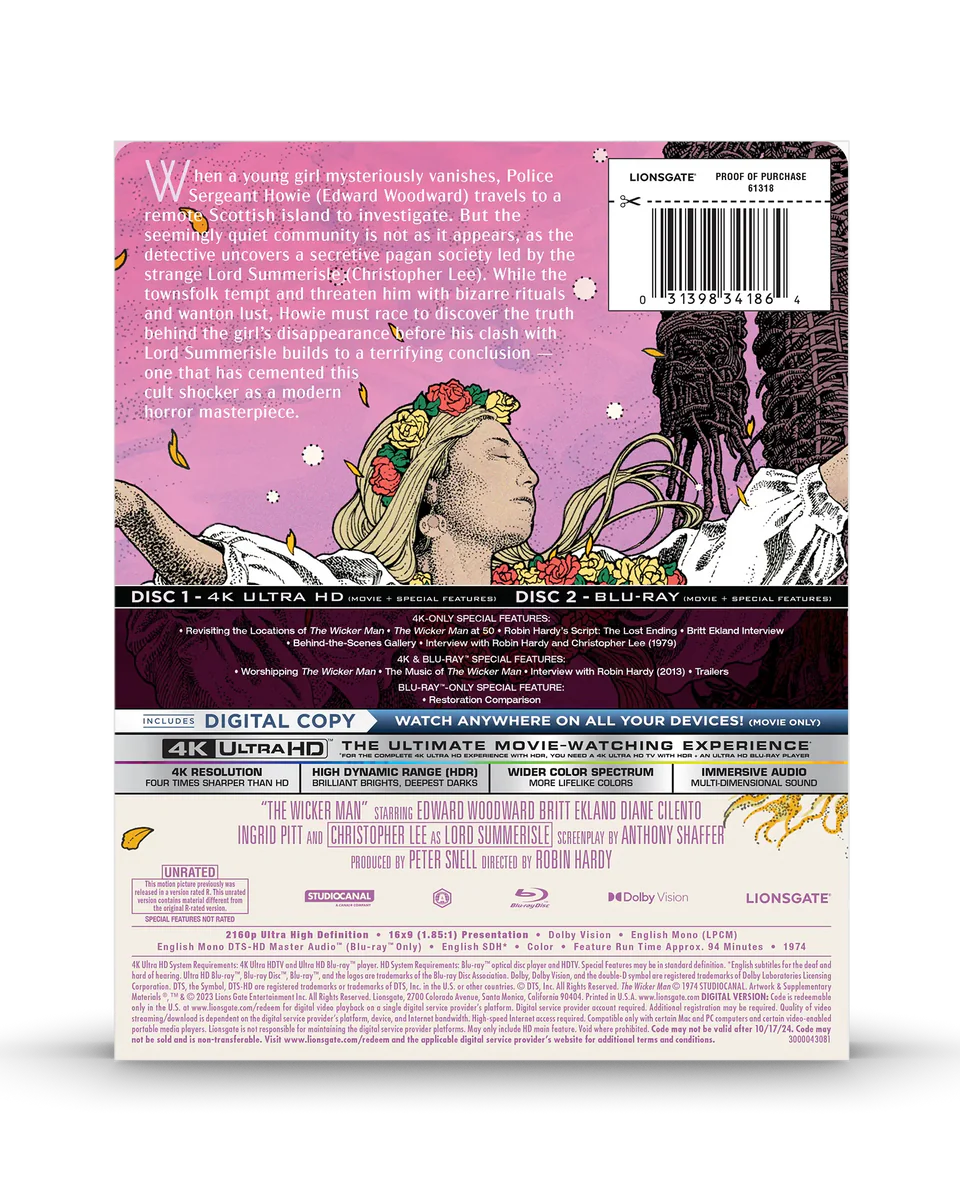 The Wicker Man - 50th Anniversary Limited Edition Steelbook (4K UHD + Blu-ray + Digital) - Used-6